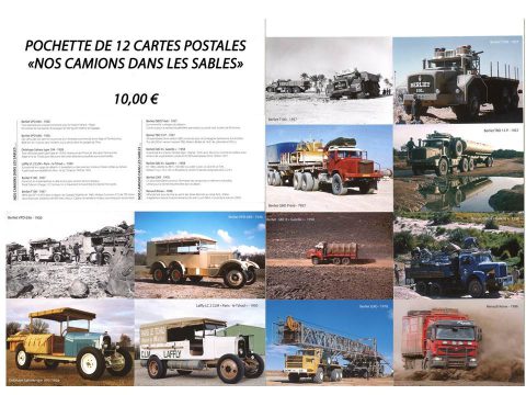 Pochettes 12 cartes postales "Nos camions dans les sables"